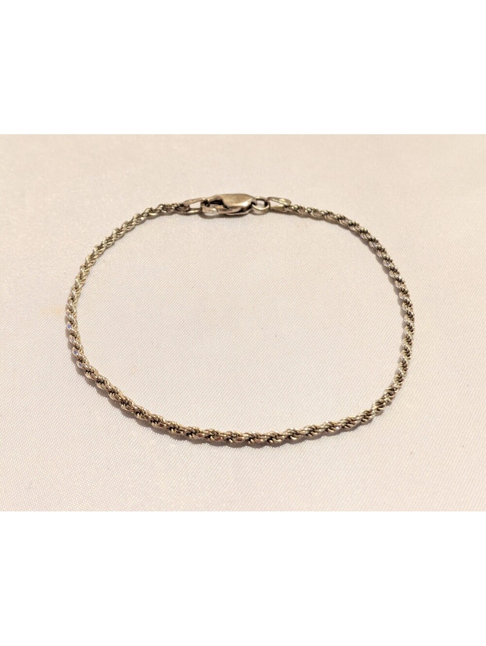 Italian 925 Sterling Silver Twisted Rope Chain Bracelet 7.5" Delicate 2.84g